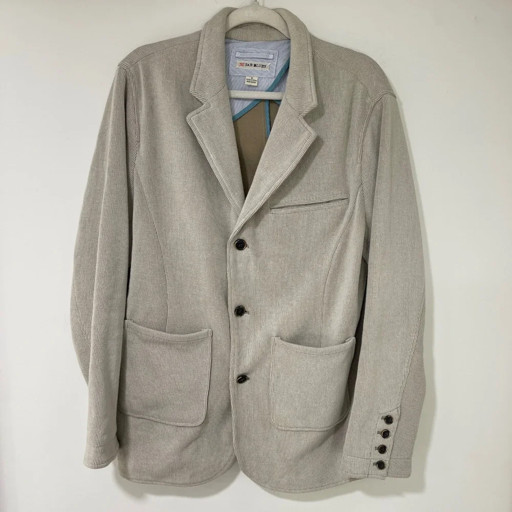 32 Bar Blues Corduroy Blazer Mens Medium Tan Beige Cotton Sport Coat Jacket M